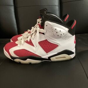 Jordan Red and White Athletic Shoes